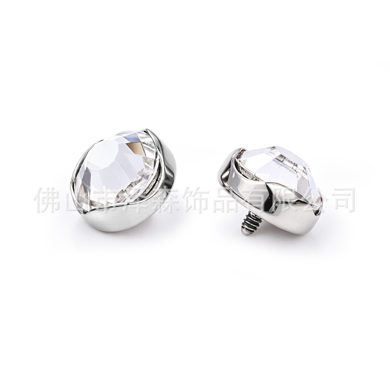 F136 Titanium Alloy Wavy Edge Earring, Czech Crystal Flat-Back Edge-Wrapped Stud, G23 Titanium Cartilage Jewelry detail image 11