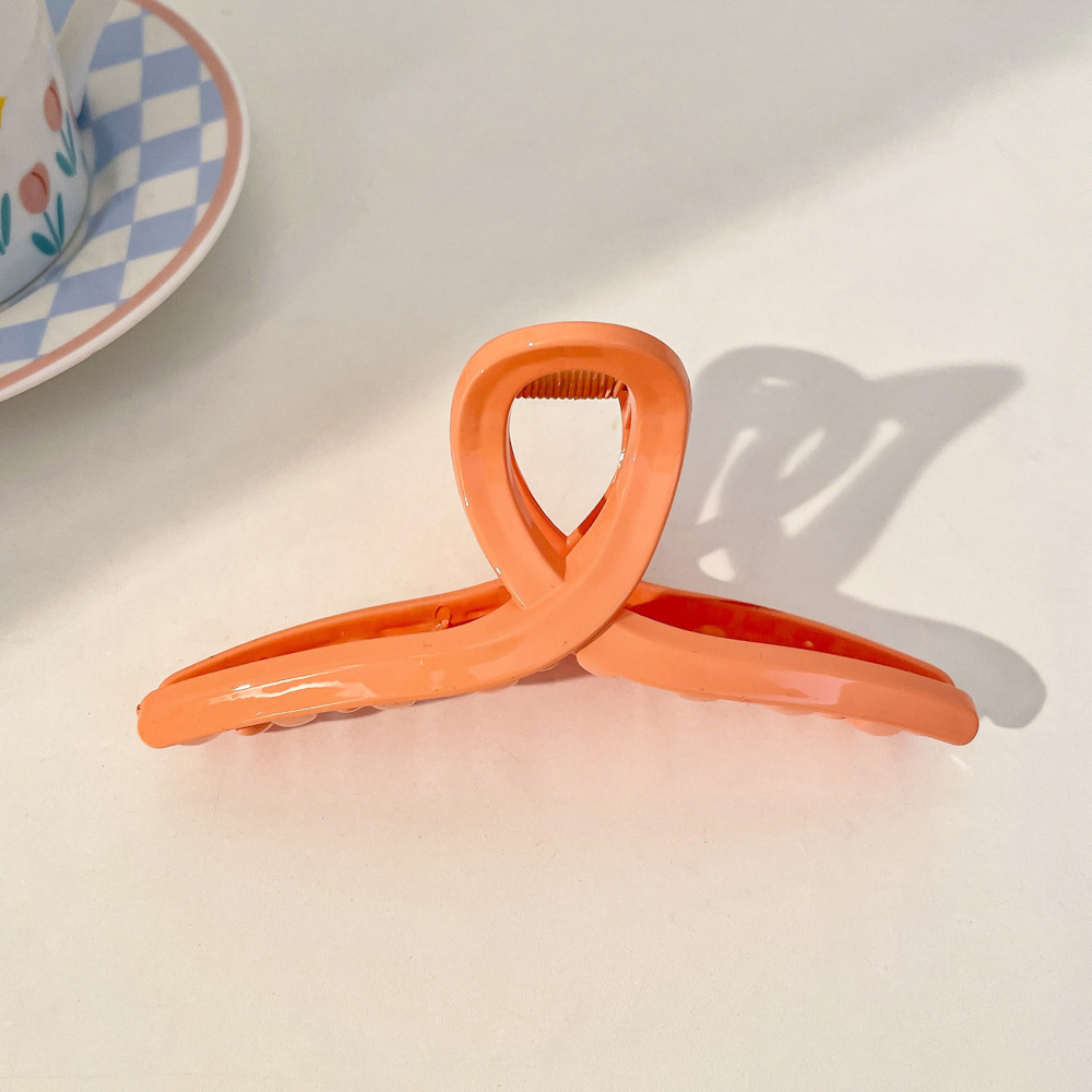 Milk Brown horquilla grande hacia atrás cabeza clip de pelo tocado de las mujeres principios de primavera de alto grado updo tiburón horquilla