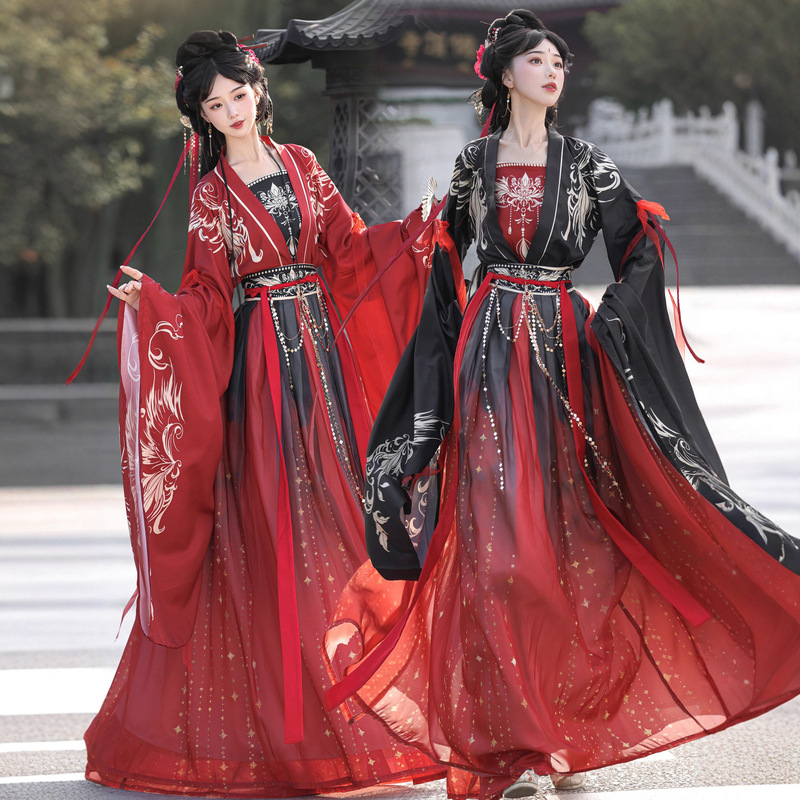Original Wei-Jin Dynasty Style Hanfu for Women, 2026 New Model, Large Sleeves, Cool and Stylish, Black and Red, Same Style as the Ethereal and Flowing Ancient Costume in the Style of a Swordsman Original Wei-Jin Dynasty Style Hanfu for Women, 2026 New Model, Large Sleeves, Cool and Stylish, Black and Red, Same Style as the Ethereal and Flowing Ancient Costume in the Style of a Swordsman
