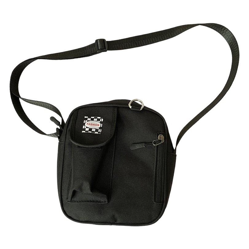 Bolsa pequeña de lona para mujer 2019 Nueva bolsa de mensajero de moda estilo coreano estudiante ins Internet celebridad pequeña bolsa negra entrega de una pieza