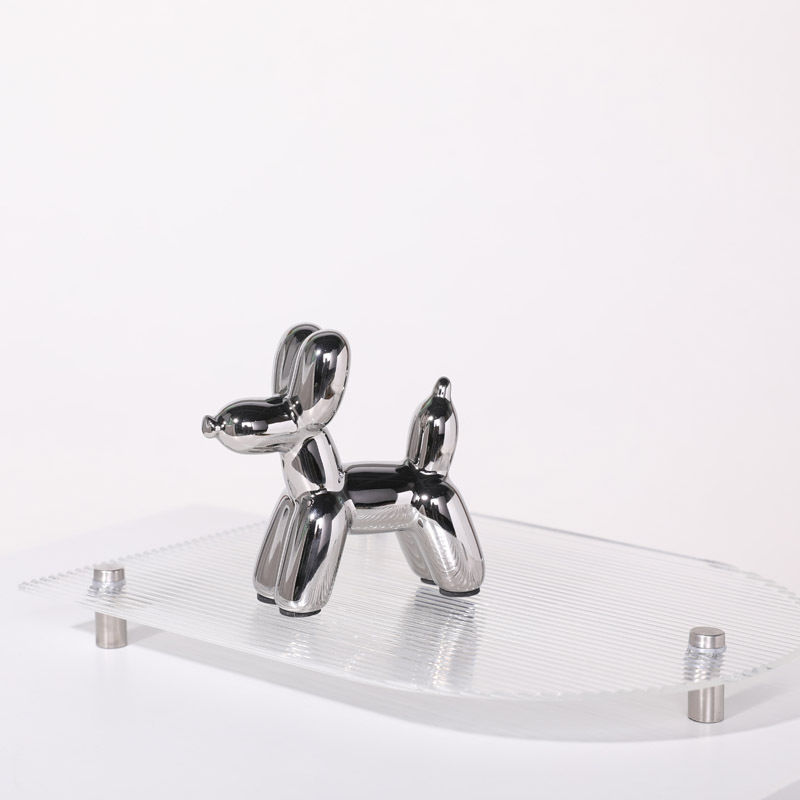 Nórdico personalizado de cerámica de plata globo de lujo perro conejo pequeño animal decoración creativa hogar sala de estar decoración suave