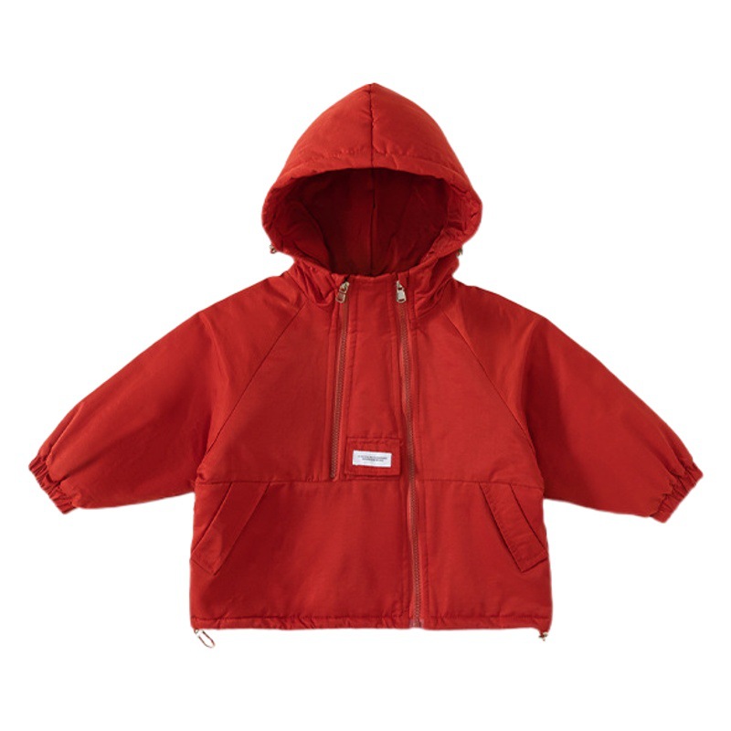 Beibei ciudad 2023 invierno simple niños y niñas con capucha engrosada abrigo de algodón acolchado chaqueta infantil DY82020