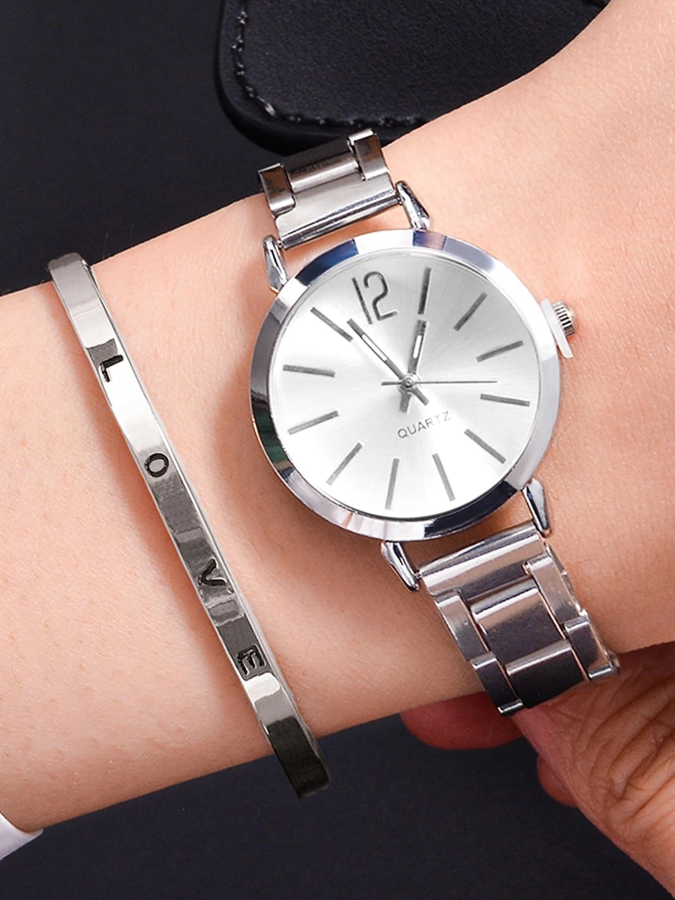 Reloj de mujer correa de acero temperamento reloj de pulsera de moda simple moda reloj de cuarzo conjunto de pulsera image 14