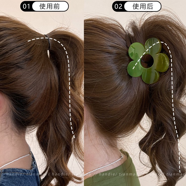 五叶花半扎发抓夹小夹子花朵高颜值樱花后脑勺发卡女多巴胺鲨鱼夹|undefined