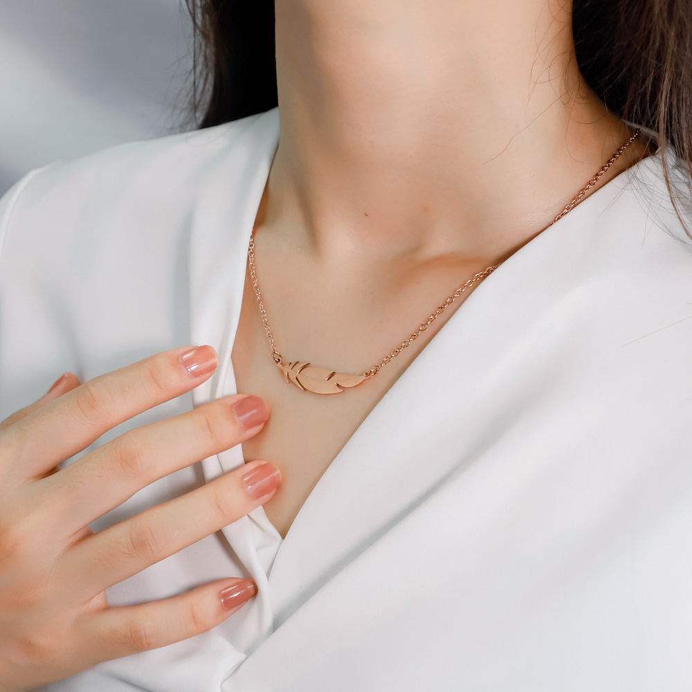 Fashion Feather Stainless Steel Necklace Plating Stainless Steel Necklaces