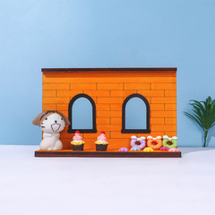 ZAKKA Double Window Wall Wood Frame Background Panel Mini Scene Photography Prop Doll House Decor Wood Craft Ornament