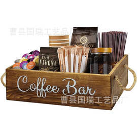 家用木质咖啡储物盒咖啡配件收纳盒酒吧柜台木质咖啡分格整理盒