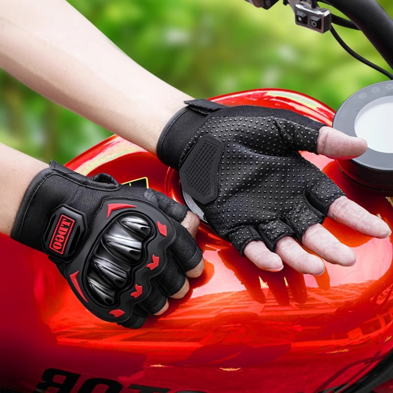 오토바이 라이딩 장갑 남성 여름 반 손가락 여성 라이더 오토바이 오프로드 전기 자동차 통기성 보호 장갑 사계절