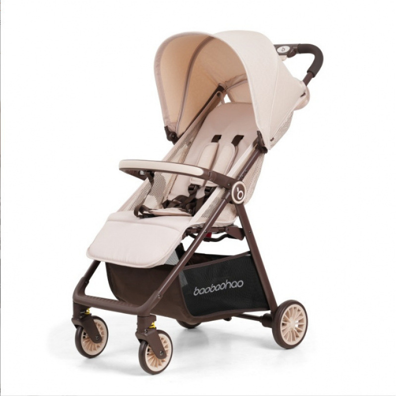 A2 Children's Stroller Pocket Stroller, Lightweight Cream Color, Easy to Store, Can Sit and Recline, One-Button Folding Stroller