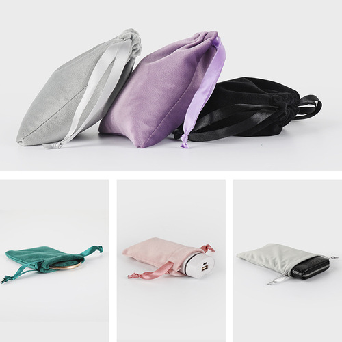 Customized logo New Year velvet drawstring pockets jewelry velvet bags mobile phone bags high-end large storage bags wholesale