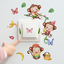 M14557卡通动物猴子开关贴墙贴画卧室客厅装饰墙贴纸可移除