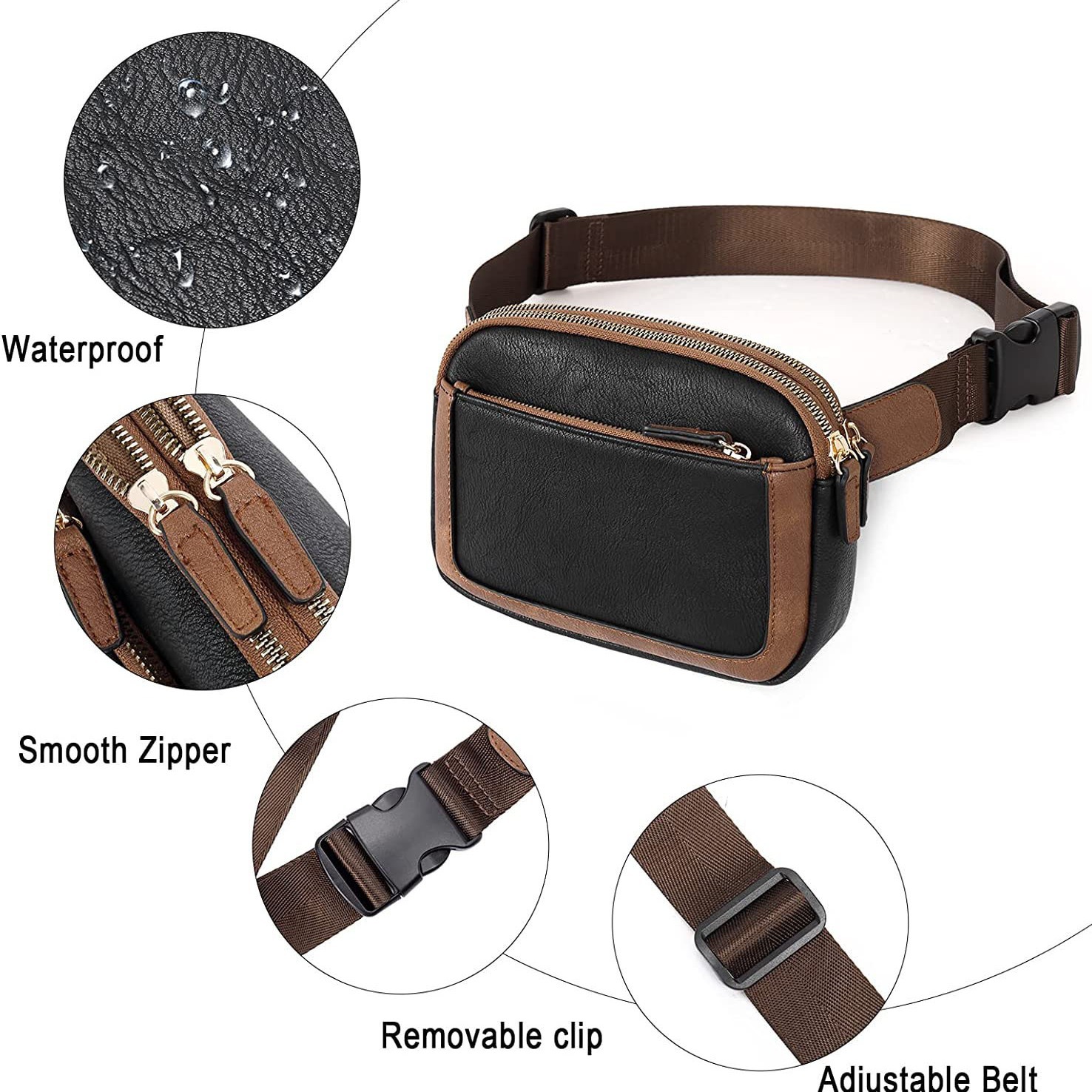 En stock venta al por mayor Amazon nuevo bolso de mensajero transfronterizo bolso de la cintura correa de hombro ajustable bolso de la cintura de las mujeres de cuero artificial