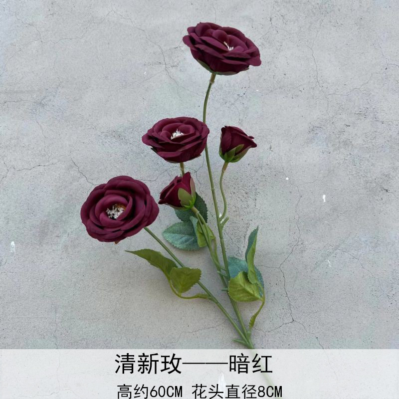Artificial Rosa sola franela Rosa flor artificial boda decoración del hotel decoración del hogar arreglo de flores flor artificial Rose