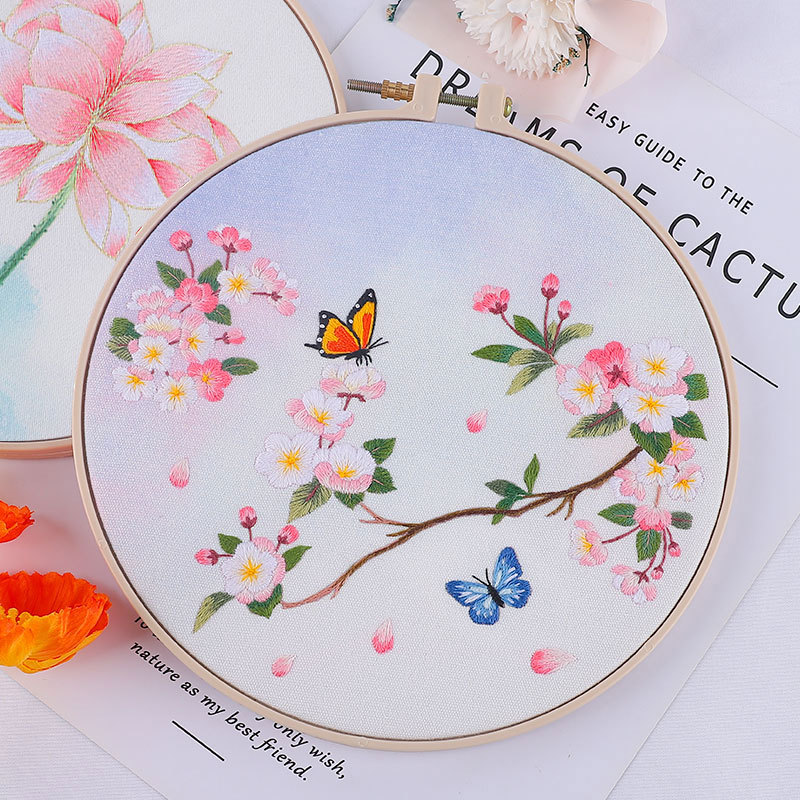 Paquete de material bordado hecho a mano para principiantes, patrón de hojas de hierba de estilo escandinavo, regalo bordado de Suzhou, puramente hecho a mano