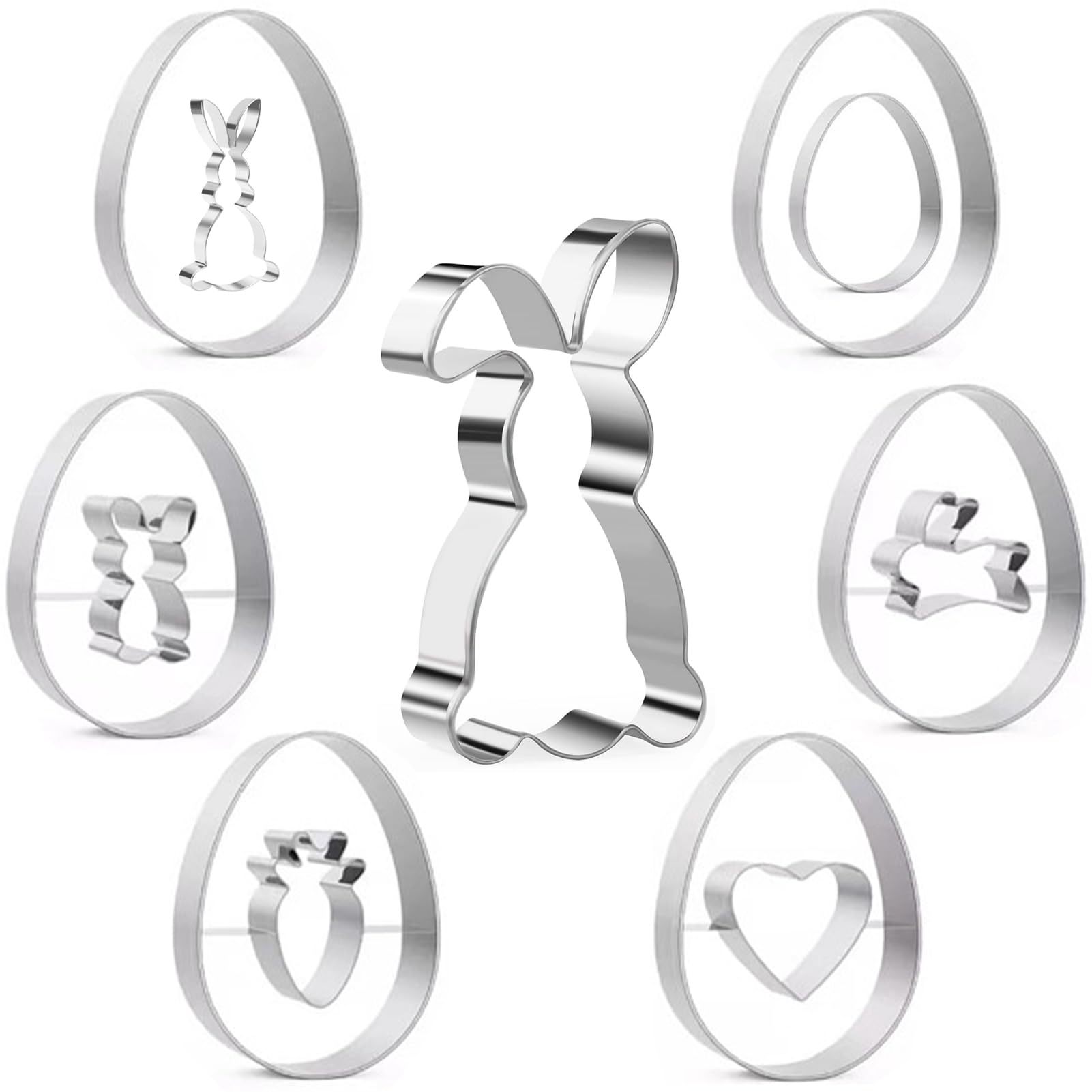 Molde para Galletas de Pascua con Forma de Conejo y Huevo, de Acero Inoxidable, Herramienta para Repostería, Fondant y Decoración de Pasteles
