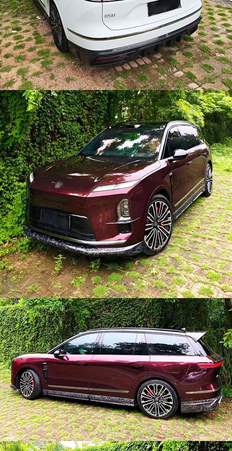 Suitable for the new NIO ES8 upgraded Pluto carbon fiber front lip, side skirts, rear lip, and rear spoiler body kit
