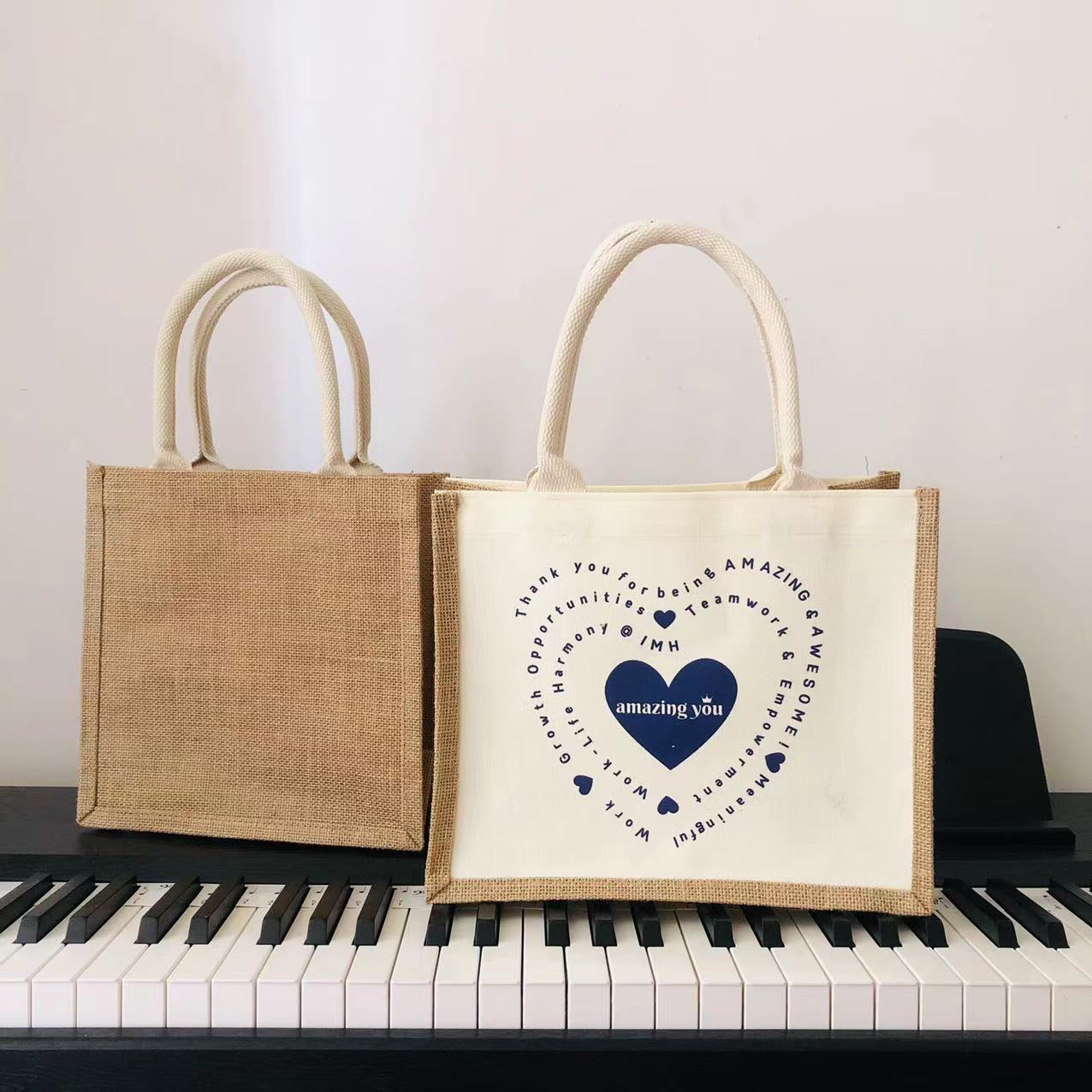 黄麻手提袋 麻布购物袋批发 简约收纳袋黄麻复古麻布包厂家直供