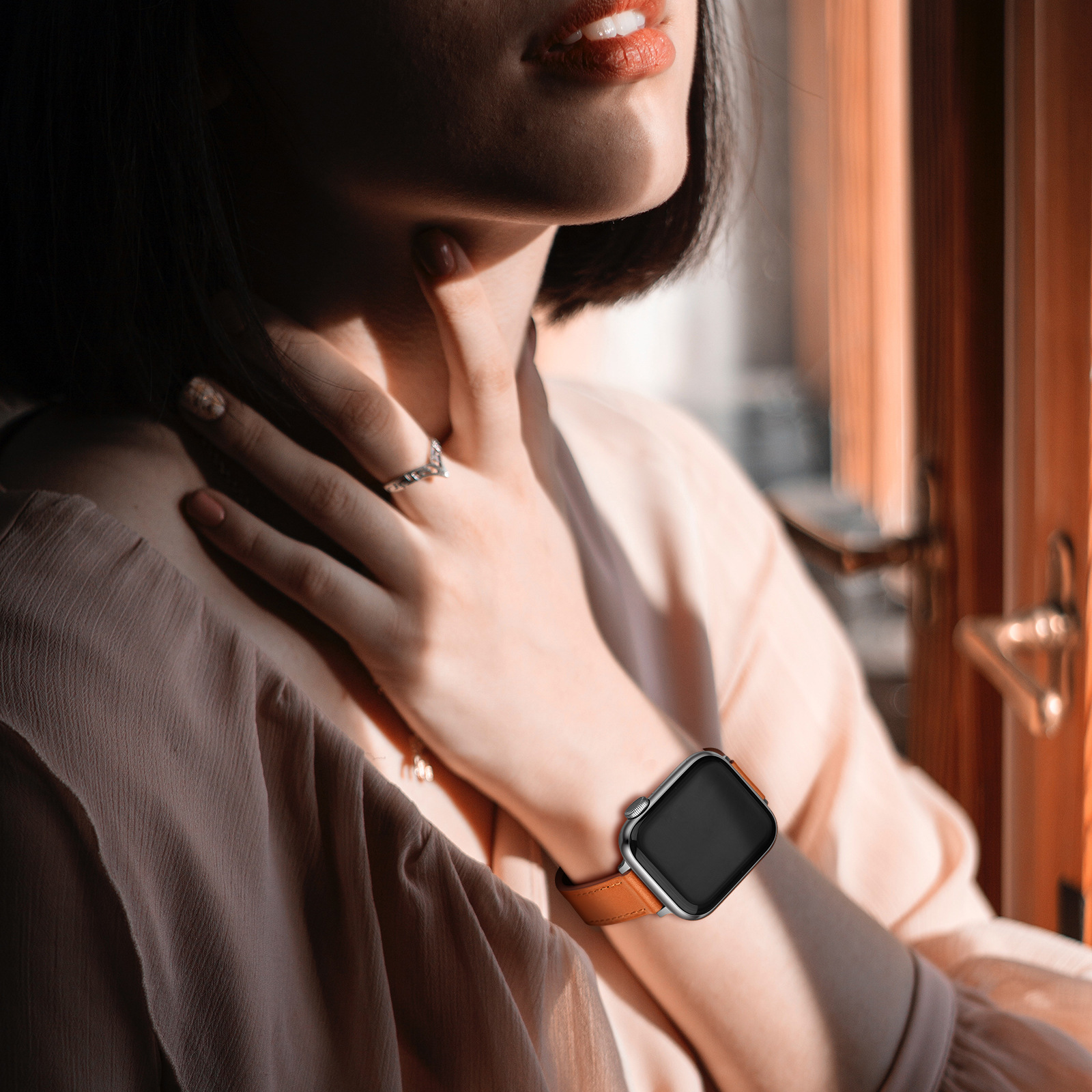 18g Weight Apple watch watchband Classification Genuine leather Material Solid Color Pattern Retro Style Retro Solid Color Apple Watch Watchband 24