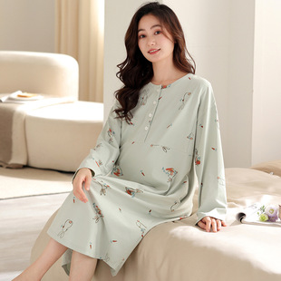 Summer Imitation Cotton Pregnant Women's Pajamas Moon Clothes Postpartum Breast-feeding Long-sleeved Casual Moon Pajamas for Women Spring and Autumn
