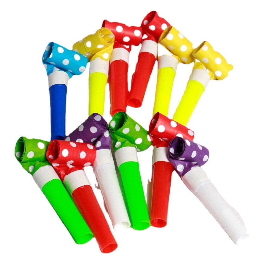 Fiesta niños divertido partido juguete papel soplando atmósfera fiesta alegría apoyos silbato de plástico al por mayor