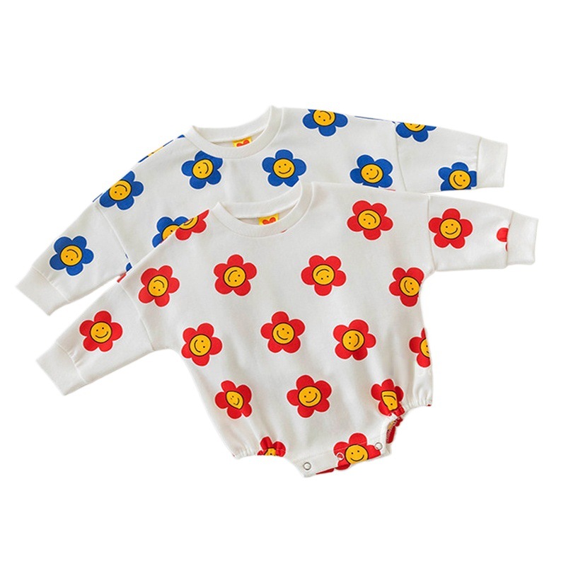 INS estilo coreano bebé algodón flor triángulo mameluco recién nacido primavera y otoño vaina costilla cordón mameluco