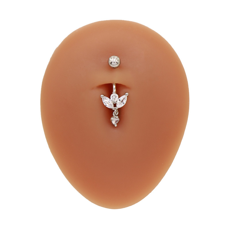 Minimalist Marquise Diamond Navel Piercing Ring Gold Plated_voghion.com