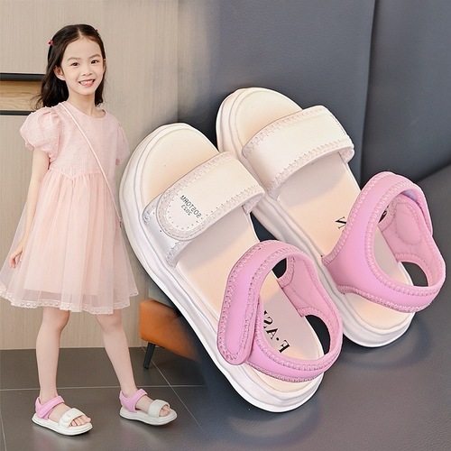 女童鞋儿童软底小女孩学生宝宝公主夏季新款中大童魔术贴运动凉鞋
