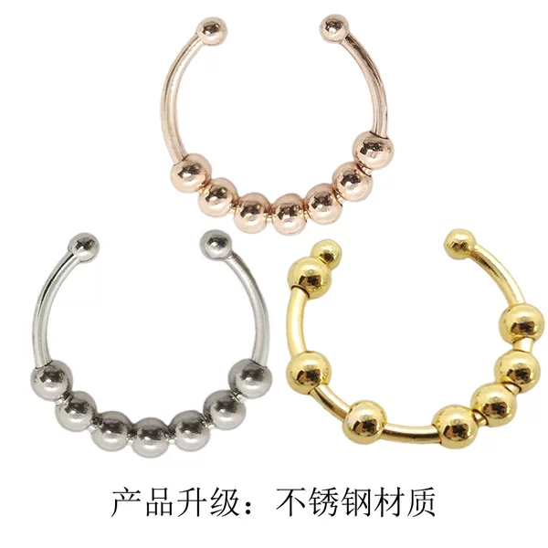 Cross-border new product, Amazon bestseller, anxiety-relief bead ring, stainless steel open adjustable bead ring