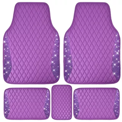 Leather Car Floor Mat with: Universal Foot Pad - purple