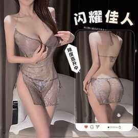 情趣睡衣女性感诱惑半透明镂空激情性感睡裙吊带裙外贸批发