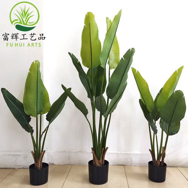 High Simulation Traveler's Banana Tree Parrot Flower Pot Indoor Decoration Fake Tree Plant Bonsai Wholesale