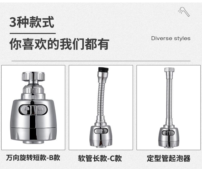 Pressure-increasing faucet splash preventer, kitchen shower head splash preventer, filter, nozzle, universal splash preventer, water extender Specification drawing
