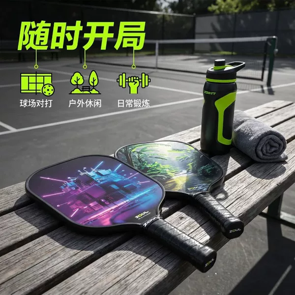 Cyber-Mechanical Tropical Rainforest Colorful Trendy Cool Pickleball Racket Cold-Pressed Fiberglass Beginner Training for Students and Children