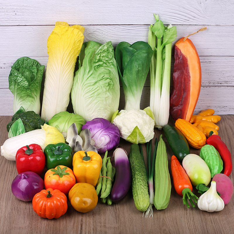 Simulation of vegetables and fruits model cabbage fake vegetables red pepper corn kitchen cauliflower radish mushroom furnishings props