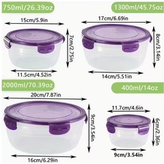 跨境有FCM认证圆形带盖塑料透明微波炉加热专用饭盒水果保鲜盒