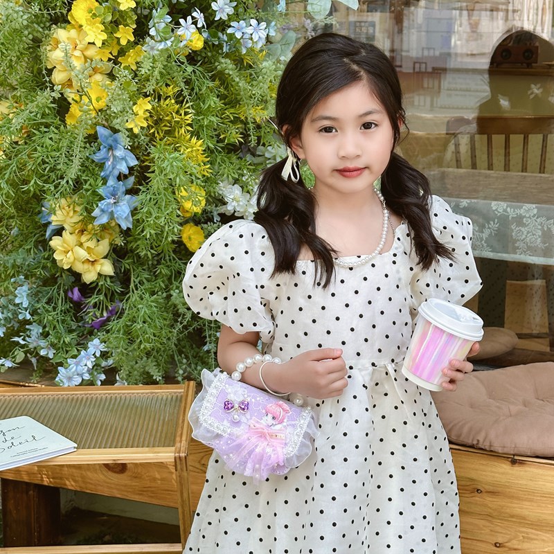 Bolso de moda infantil de perlas de sequilla primavera y verano nuevo mini bolso de cambio ropa infantil con mochila de princesa