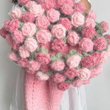 R5X成品手工玫瑰花渐变玫花手工绒毯花束毛毯礼物玫瑰花毯创意礼
