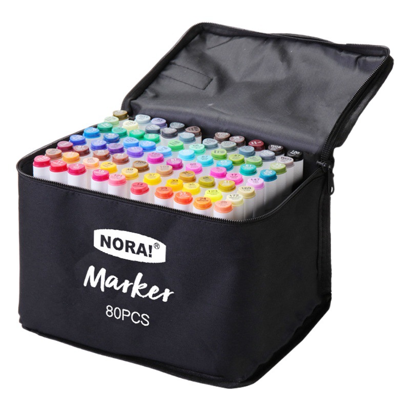ノヤ専門学生用油性マーカーペン、布袋入り、三角棒、両端ペン、大容量水彩ペン