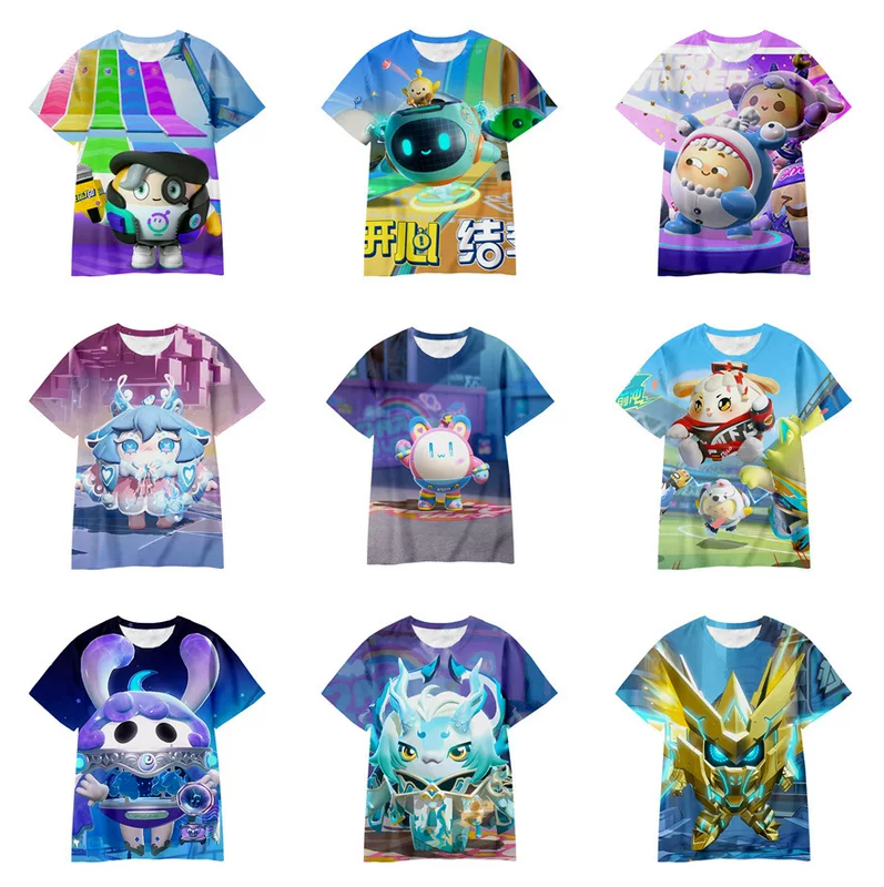 (Кросс-бордерная торговля), мультфильм детская футболка с коротким рукавом, европейский стиль, 3D-печатная услуга