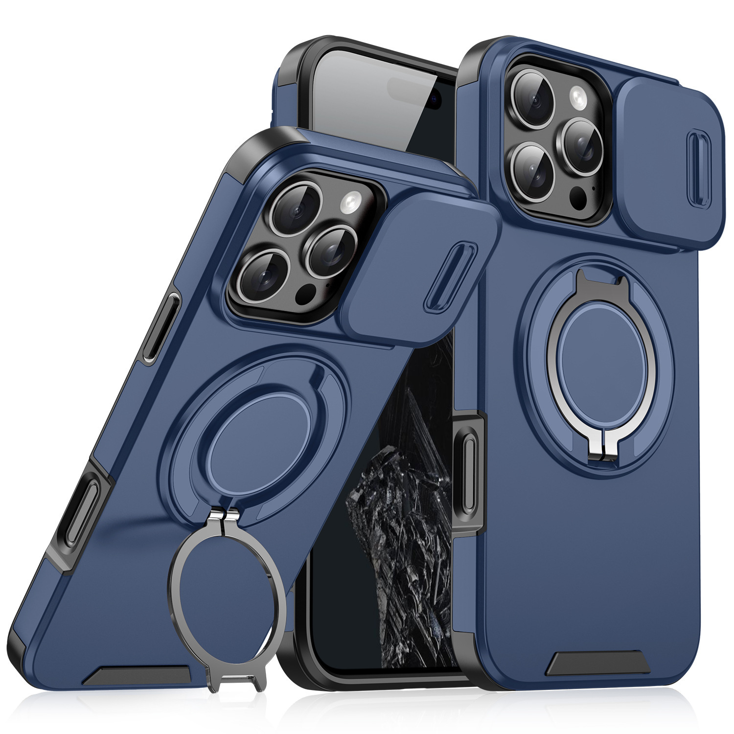 Funda para teléfono móvil Apple 17, soporte magnético Lingke 360, cubierta de lente con ventana deslizante, funda protectora anticaídas para iPhone 16