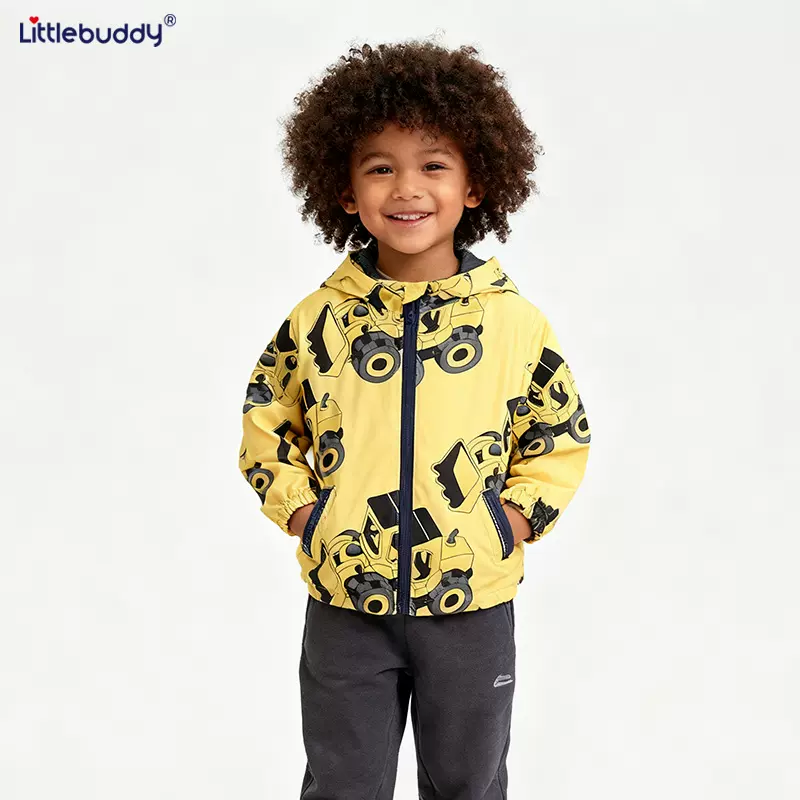 男童风衣外套春秋新款欧美中小童连帽拉链衫帅气开衫儿童装