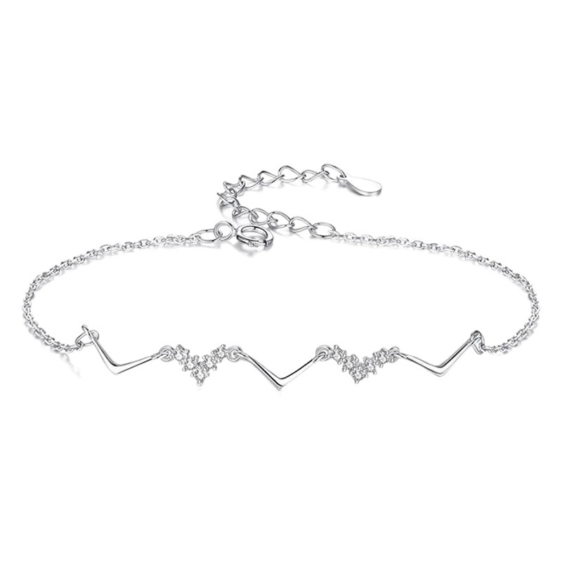 Plata esterlina 925 Heartbeat pulsera mujer estudiante simple nicho diseño en línea hongsen novias pulsera regalo para novia