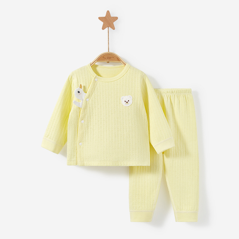 Ropa interior para niños traje primavera y otoño invierno Bebé puro algodón niños y niñas tocando fondo cálido ropa dividida bebé otoño ropa pantalones largos