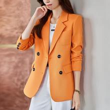 橙红色小西装外套女春秋季2024新款高级感职业装今年流行西服上衣