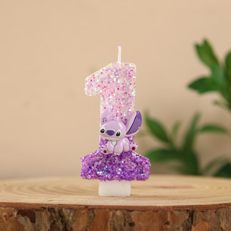 漫画の長い耳の動物デジタルキャンドル赤ちゃんの最初の誕生日ケーキの装飾クリエイティブスパンコールキャンドルクロスボーダーサプライ|undefined