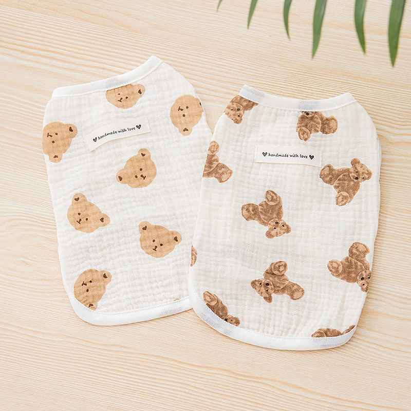 Летняя одежда для домашних животных хлопок кот без рукавов кардиган милый жилет собаки солнцезащитный жилет тонкий анти-выпадение волос