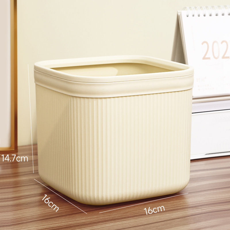 デスクトップ正方形の小さなゴミ箱プラスチックオフィス蓋なし分類ゴミ箱圧力リング付きミニリビングルームゴミ箱|undefined