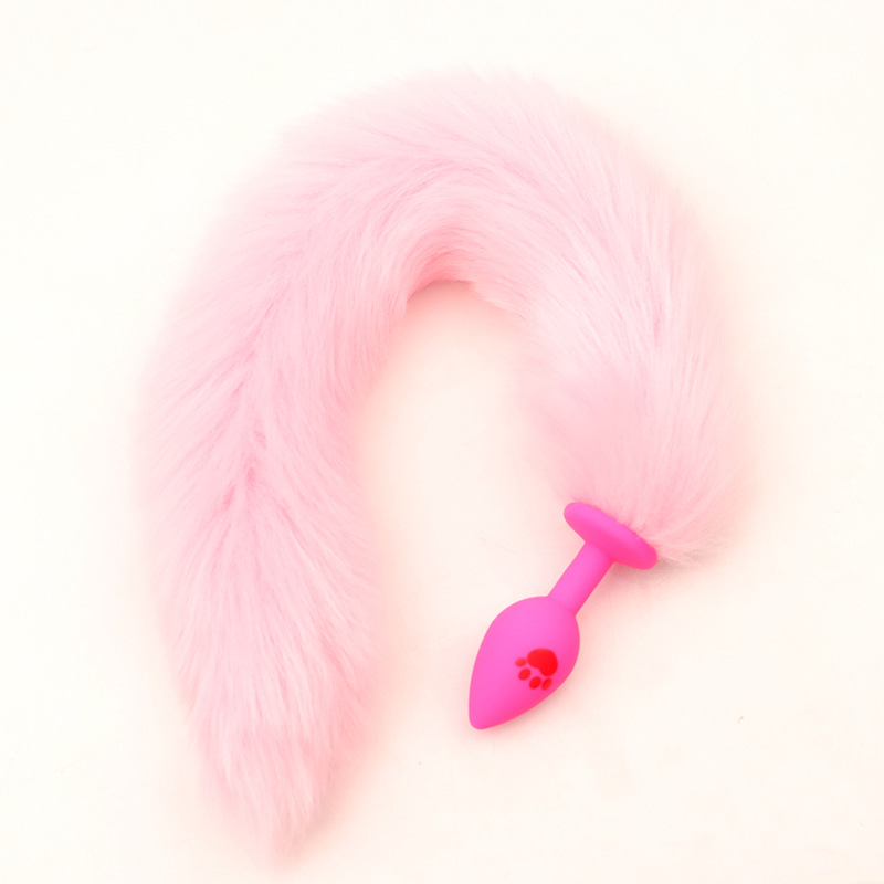 Cat Claw Anal Plug with 40 cm Fox Tail and Pink Bow — detail image 14
