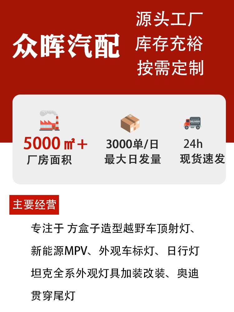 Off-road modified Fangchengbao 5 roof-mounted spotlight, focused long-range bright light for paving roads and desert traversing, ultra-bright strip light