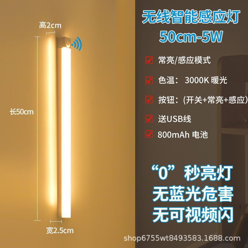 Lámpara de inducción larga al por mayor transfronteriza Gabinete de vinos pasillo cable de carga USB luz de noche luz de inducción humana
